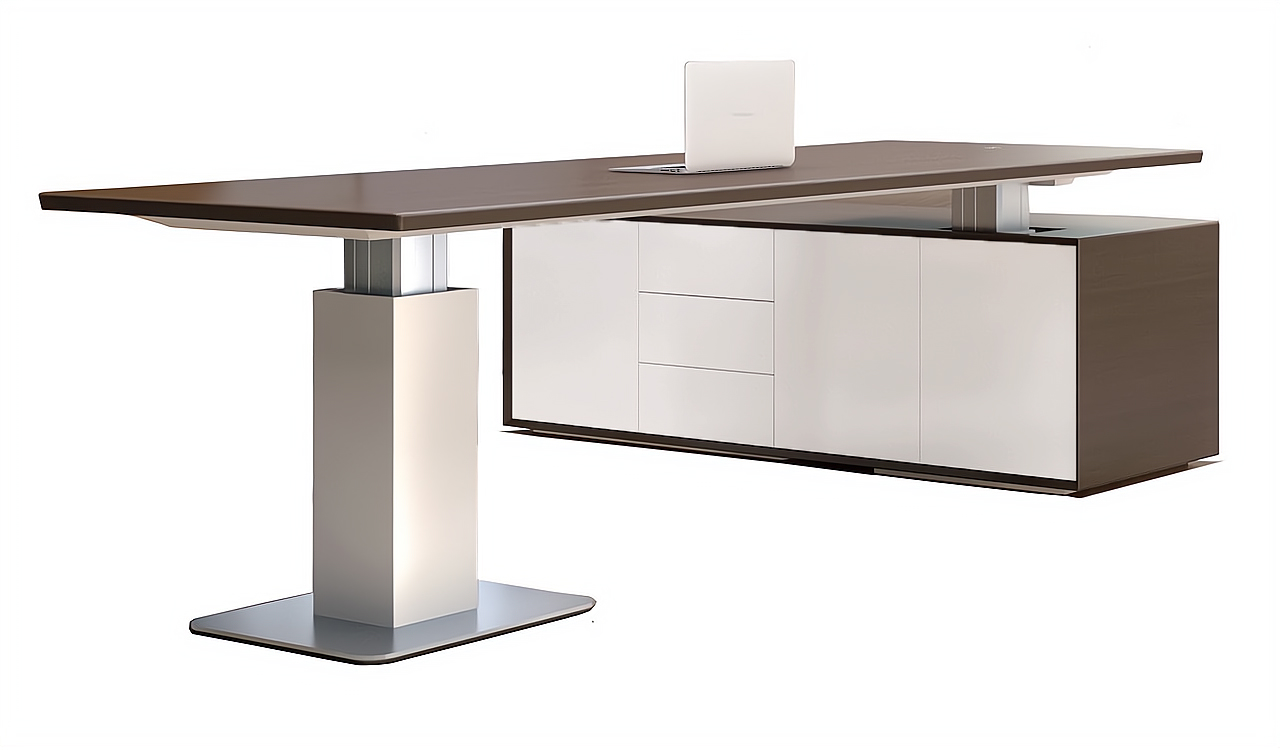 ‘iWork’ 7.5 Feet Height Adjustable Desk In Dark Walnut Veneer