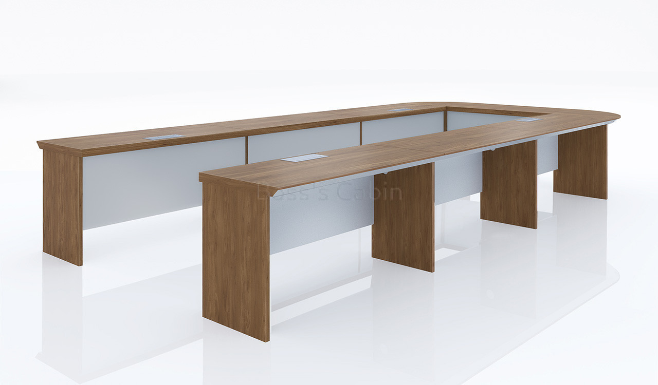 ‘Sirius’ 16 Feet U Shape Conference Table In Brown Walnut Veneer