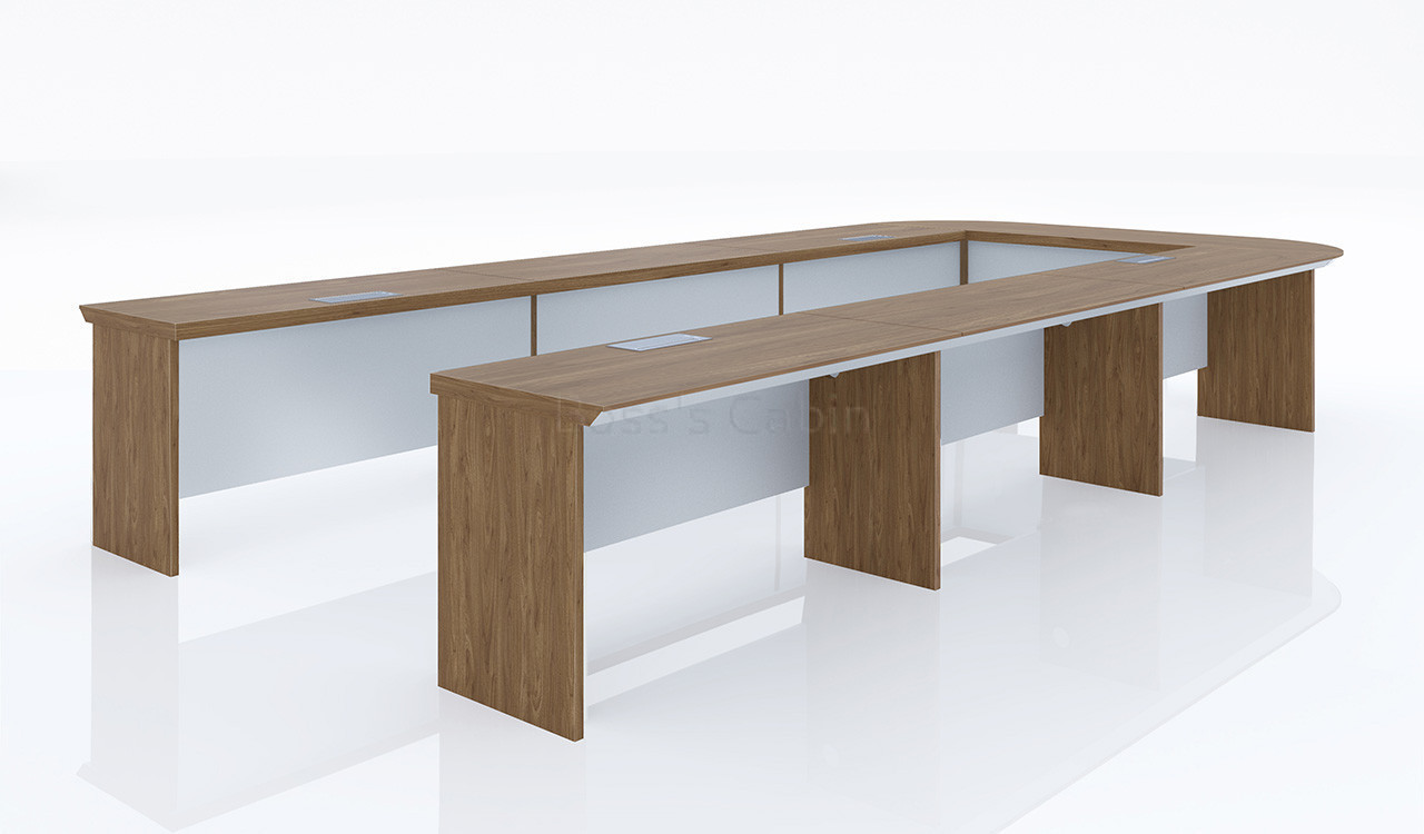 ‘Sirius’ 16 Feet U Shape Conference Table In Brown Walnut Veneer
