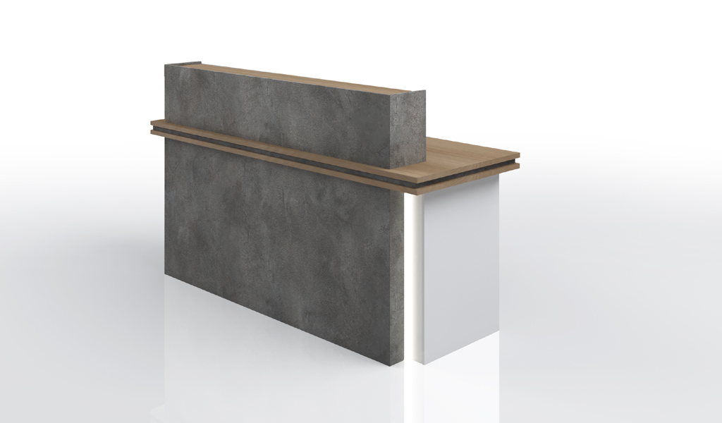 ‘Spiro’ 6 Feet Reception Desk In Light Oak & Rock Gray Finish