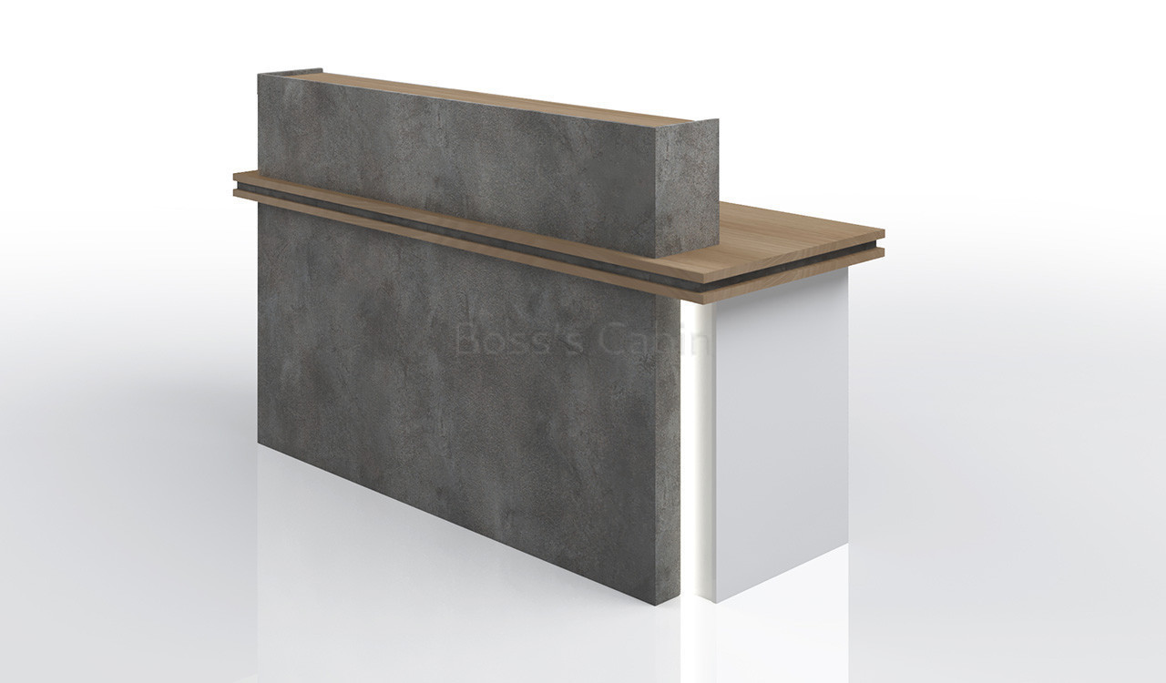 ‘Spiro’ 6 Feet Reception Desk In Akazie Oak & Rock Gray Finish