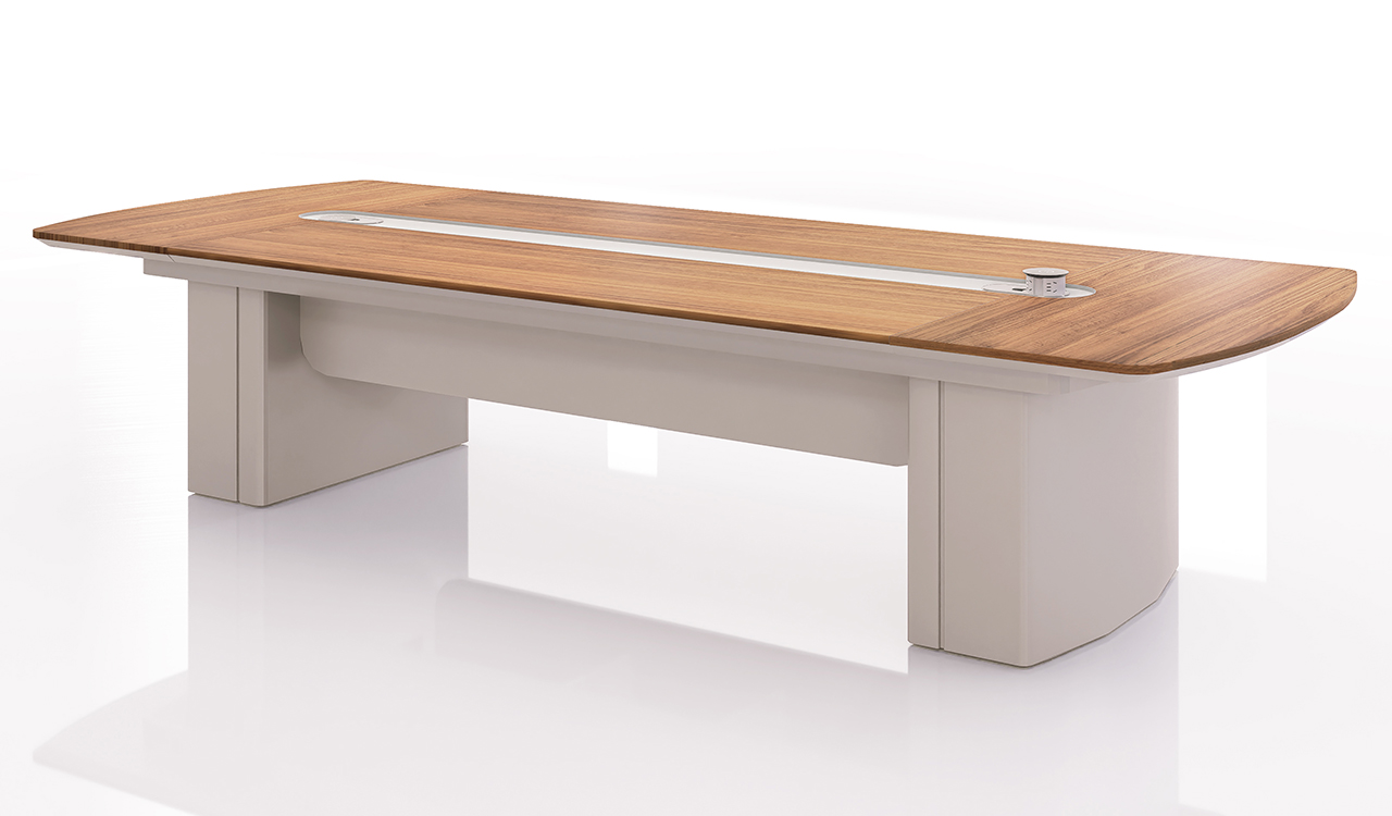 ‘Swan Neo’ 12 Feet Meeting Table In Golden Sandal Wood Finish