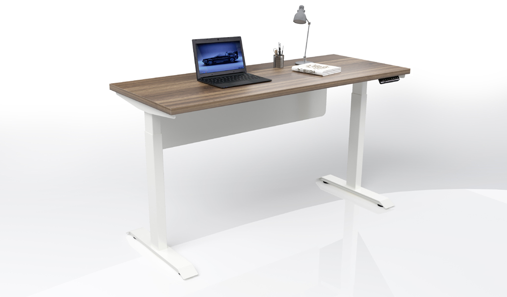 ‘Up-One’ 5 Feet Motorized Sit Stand Office Desk With Cass Walnut Top