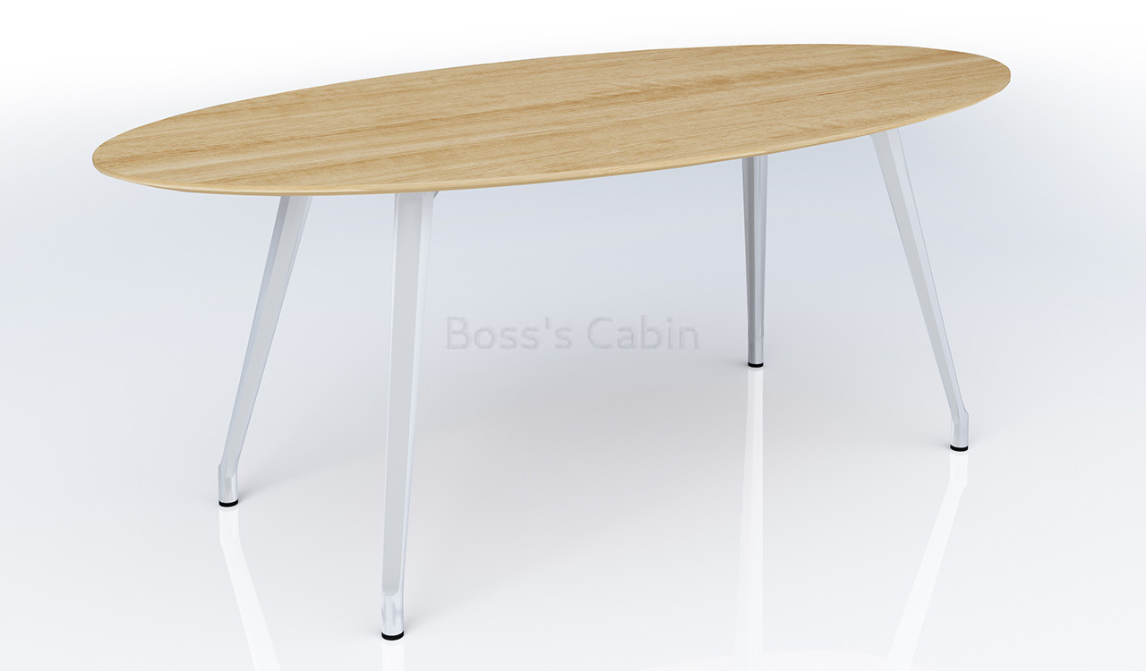 ‘Varna’ 7 Feet Oval Shape Meeting Table in Light Oak Laminate.