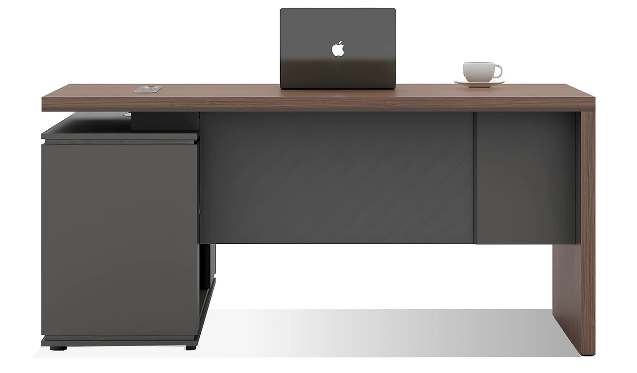 ‘Vistra’ 5 Feet Office Desk In Asti Walnut & Advanced Gray Finish