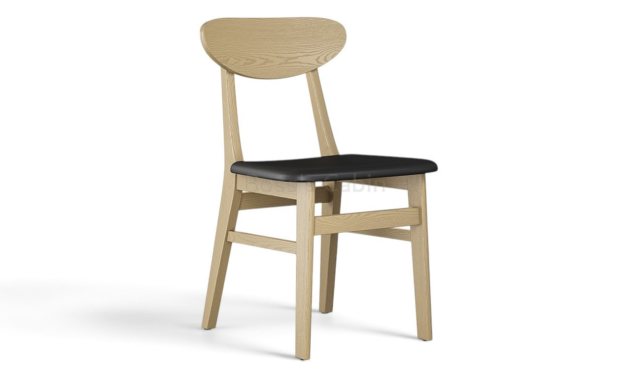 ‘Balence-Q’ Solid Wood Cafeteria Chair In White Ash & PU Leather