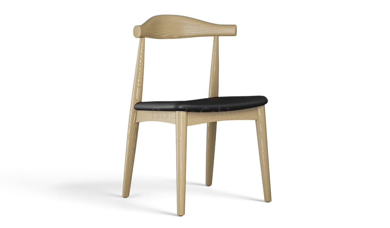 ‘Balence’ Solid Wood Cafeteria Chair In White Ash & PU Leather