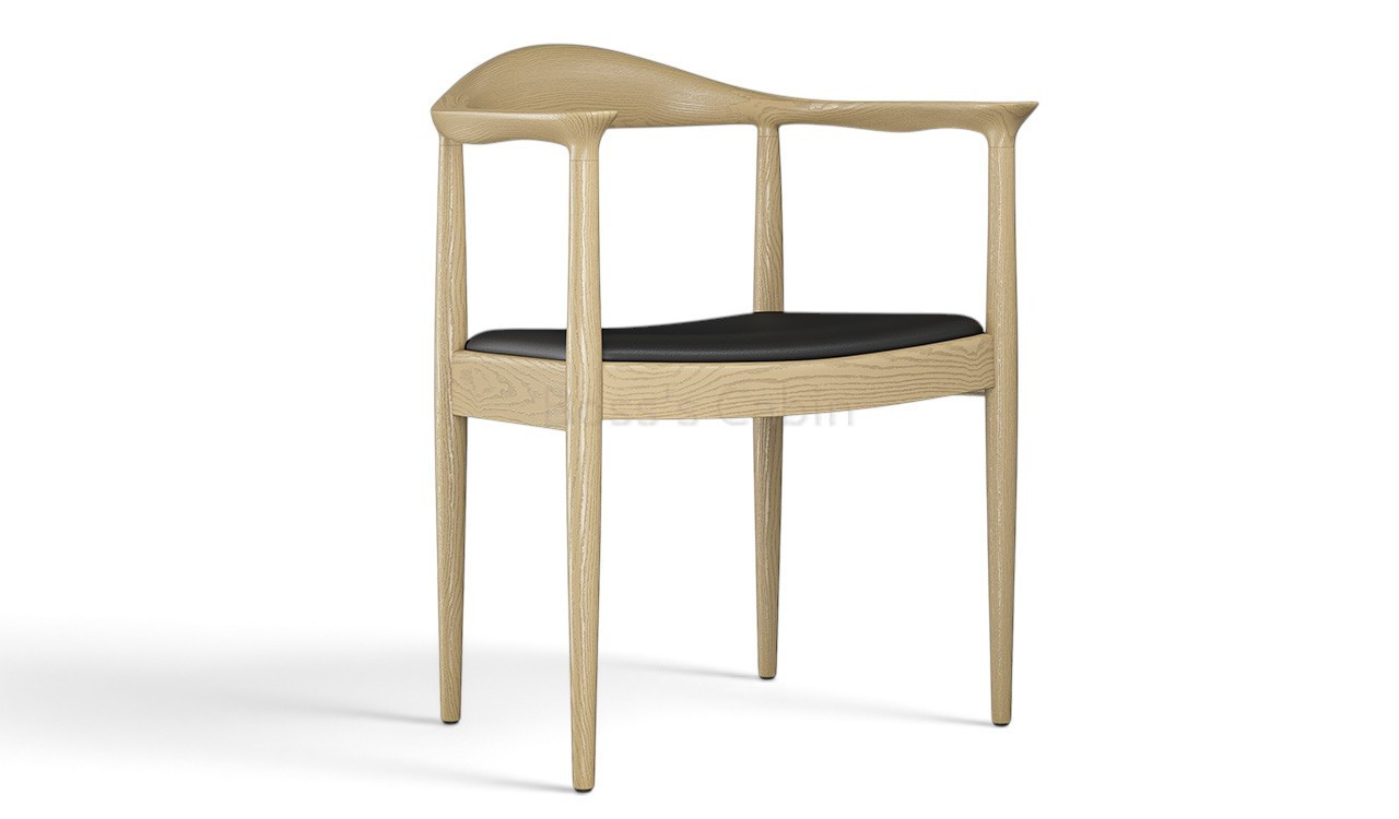 ‘Balence’ Cafeteria Chair With Arms In White Ash Solid Wood