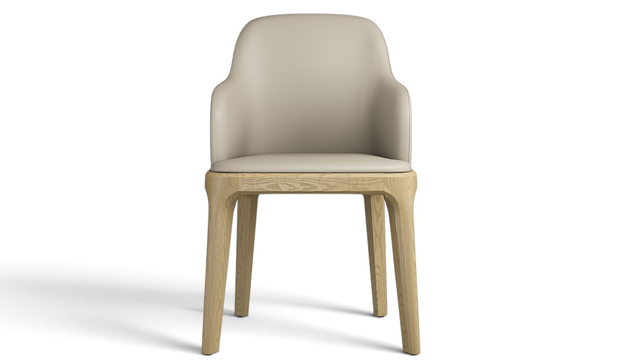 ‘Balence’ PU Leather Cafeteria Chair With Arms & Solid Wood Base