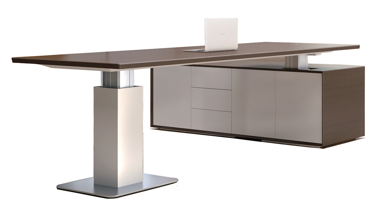 ‘iWork’ 7.5 Feet Height Adjustable Desk In Dark Walnut Veneer