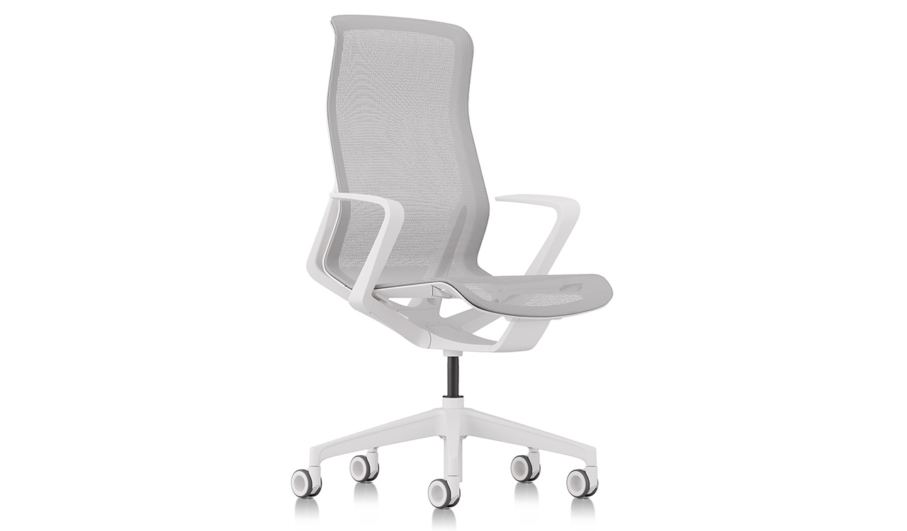 ‘Hexa’ High Back Chair In Warm White With Self Adjusting Mechanism