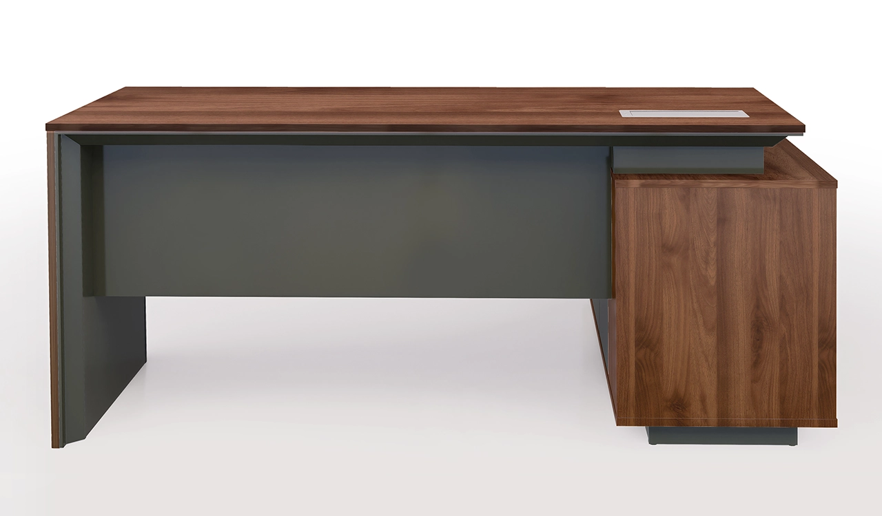 ‘Maxima’ 6 Feet Office Desk In Felix Walnut & Meteor Gray Finish