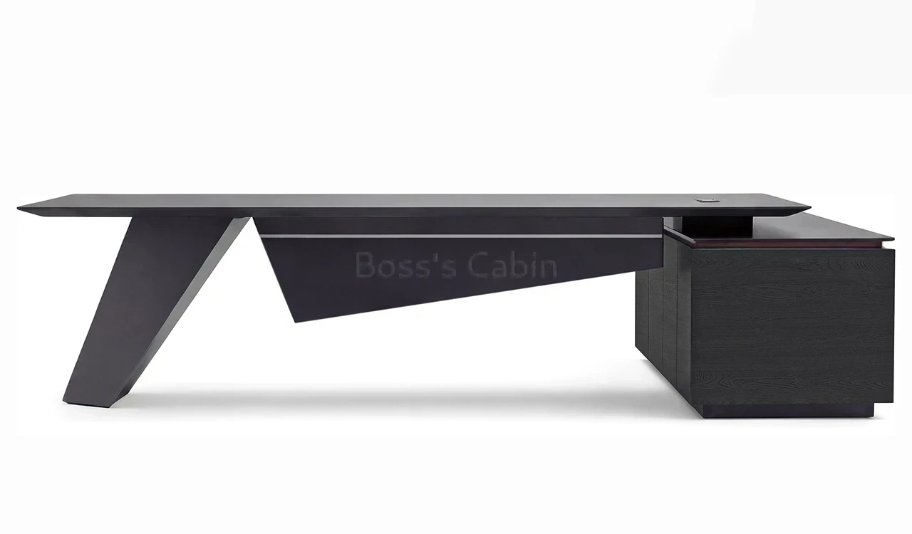 ‘Vizion’ 8.5 Feet Desk In Black Oak & Advanced Gray Finish