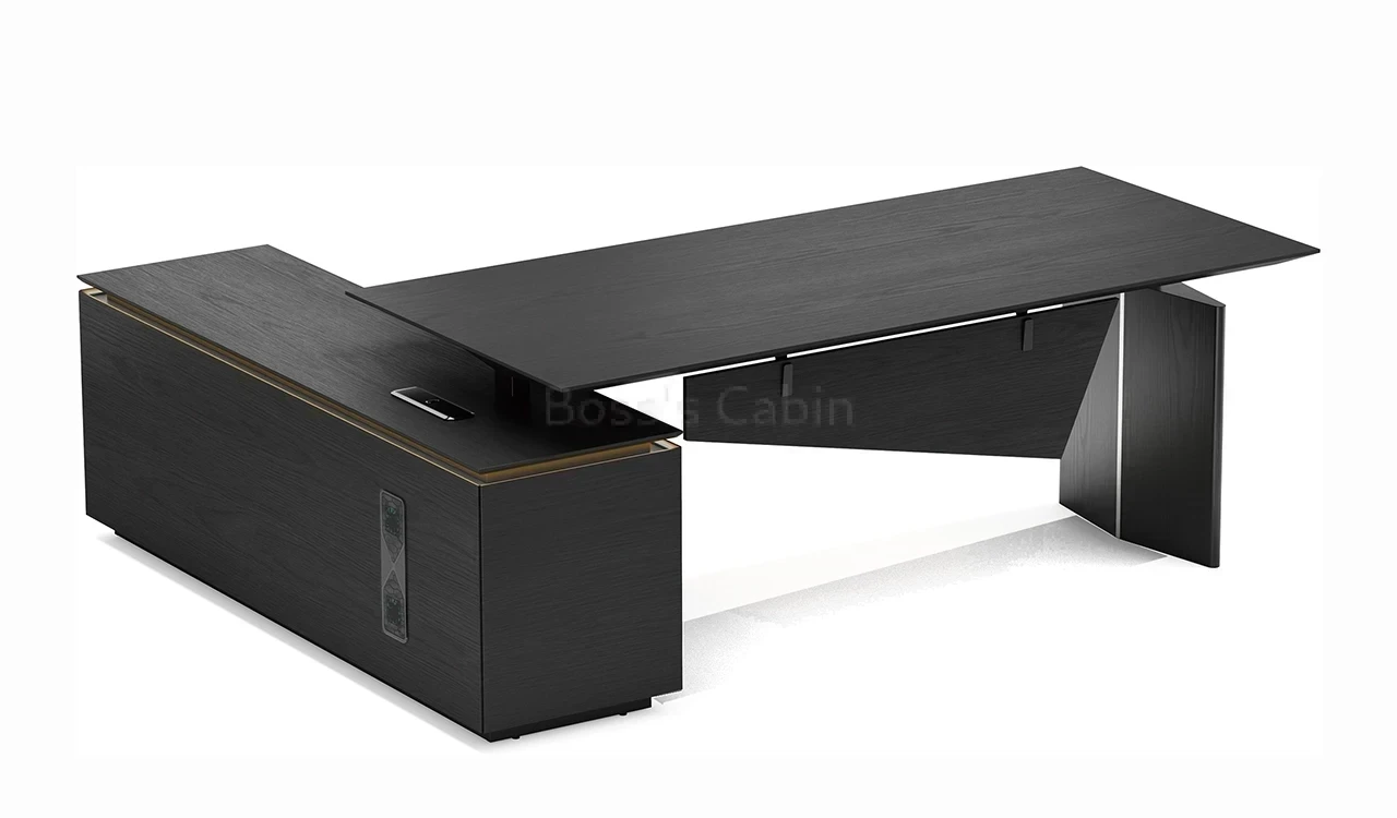 ‘Vizion’ 7 Feet Height Adjustable Desk In Black Oak Finish