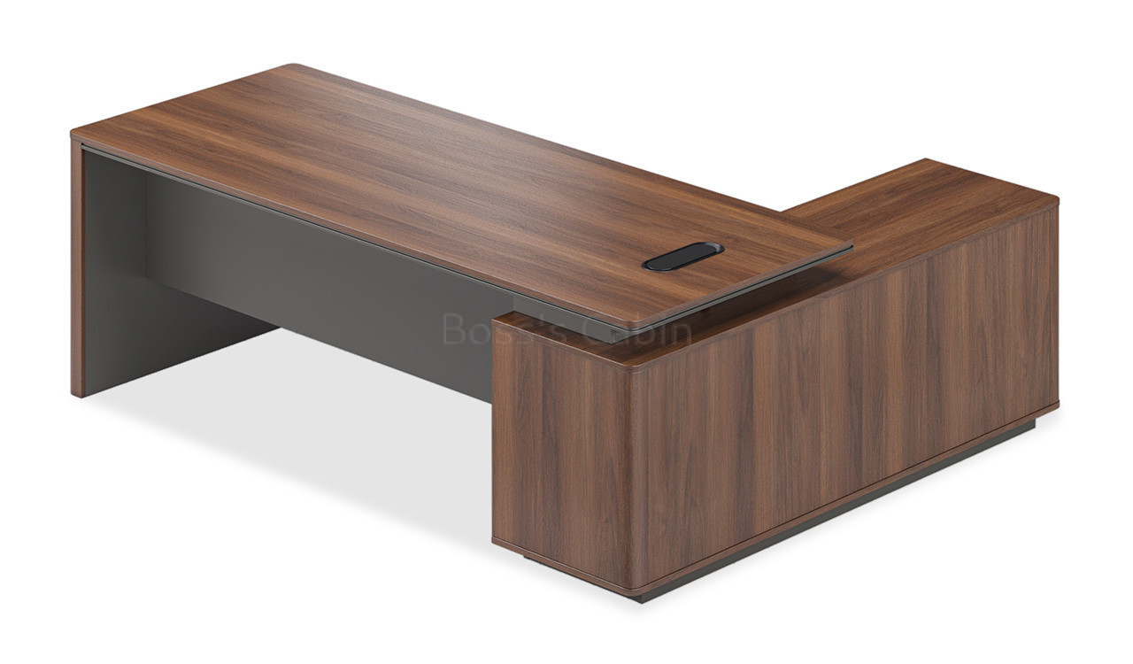 ‘Mellow’ 6.5 Feet Desk In Felix Walnut and Meteor Gray Finish