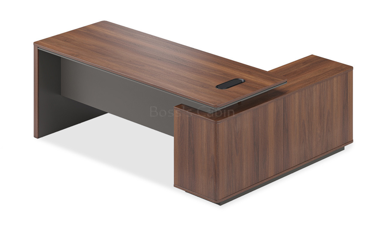 ‘Mellow’ 5 Feet Desk In Felix Walnut and Meteor Gray Finish