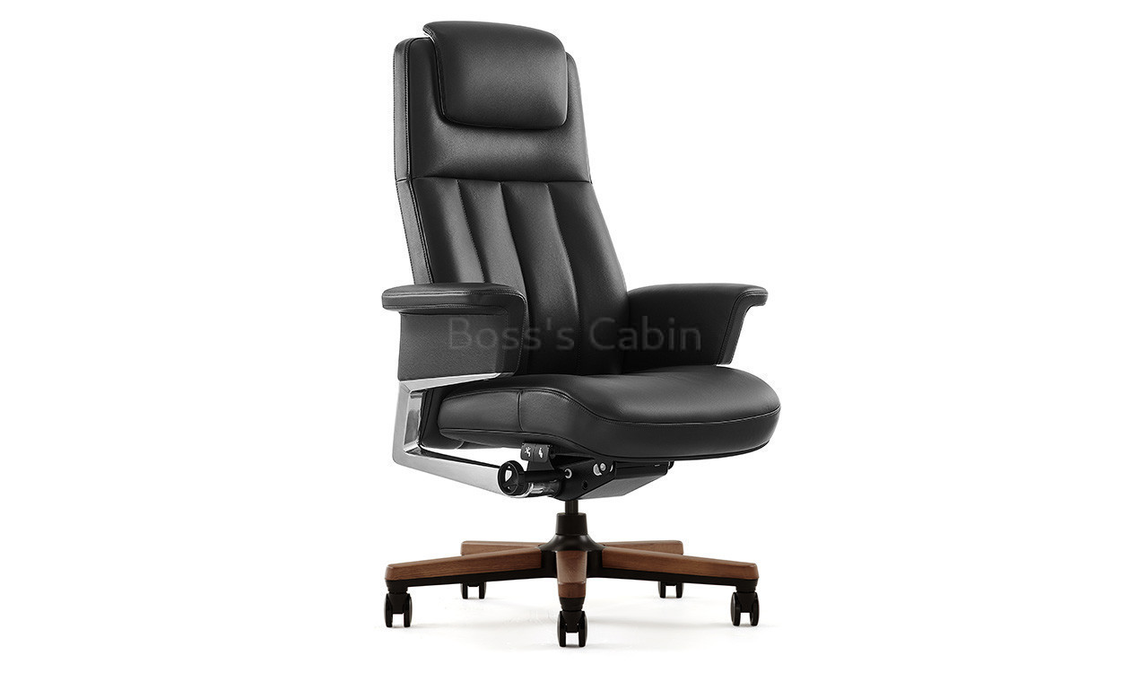 ‘Titan’ High Back Office Chair In Black Italian Leather