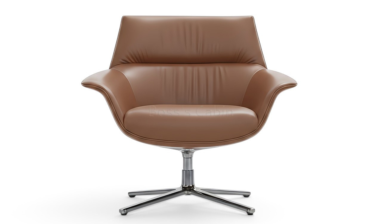 ‘Nesta’ Lounge Chair With Swivel Function In Tan Italian Leather
