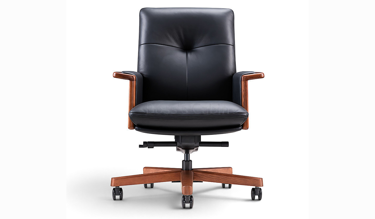 ‘Tudor’ Medium Back Office Chair In Black Italian Leather